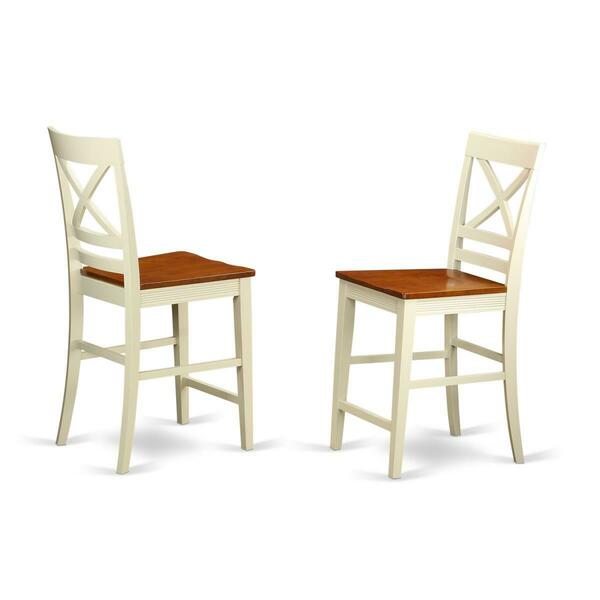 East West Furniture Quincy Counter Height Stools With X-Back In Buttermilk And Cherry Finish, 2Pk QUS-WHI-W